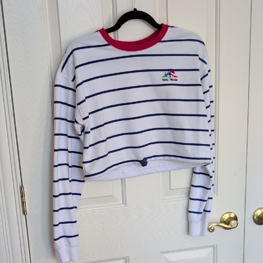 Forever 21 Vibrant Striped Top with Red Trim